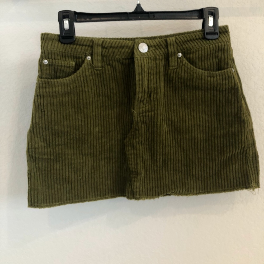 XS BDG Green Corduroy Mini Skirt